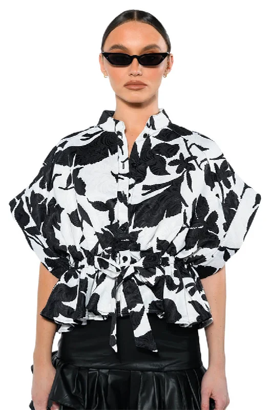 off-the-shoulder women's topsCARLI POPLIN TIE FRONT BLOUSE