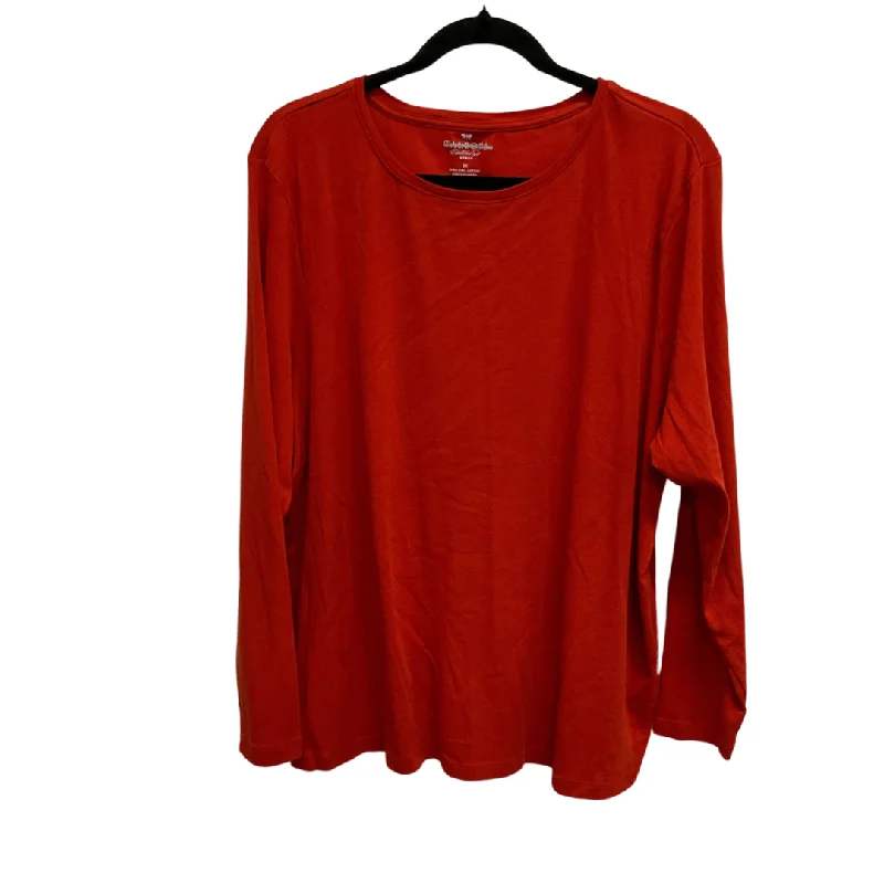 women's tops with sequin embellishmentsTop Long Sleeve Basic By Talbots In Orange, Size: 3x