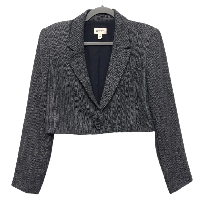 women's coats with belted waistsBlazer By Open Edit In Black & Grey, Size: S