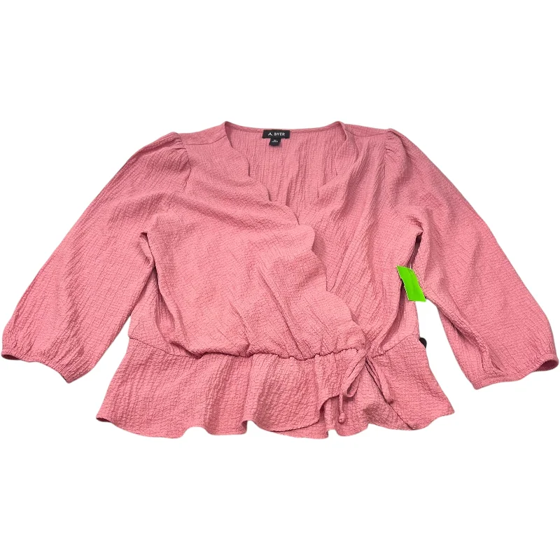 women's tops for those who want to add a personal touch to their wardrobe with unique and one-of-a-kind piecesTop Long Sleeve By A Byer In Pink, Size: Xl