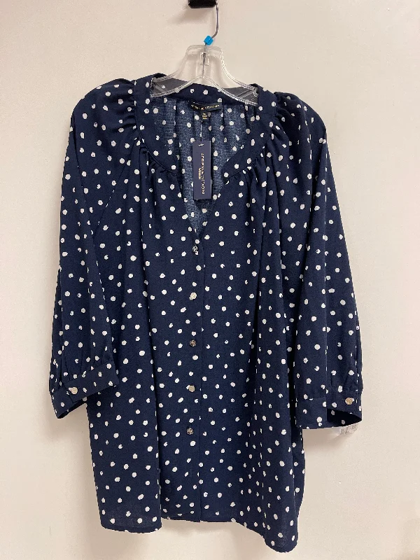 women's tops for those who want to add a pop of color to their outfitsTop Long Sleeve By Adrienne Vittadini In Navy, Size: 3x