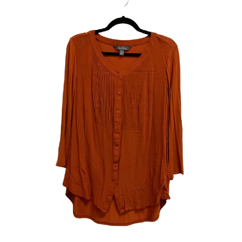 women's tops with spaghetti straps and deep V-necksTop Long Sleeve By Market & Spruce In Orange, Size: 1x