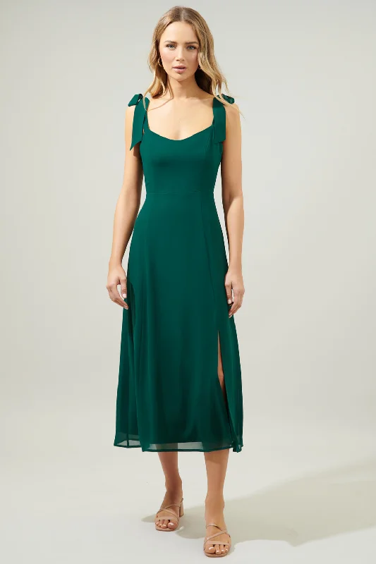 Chiffon DressViejo Tie Strap Midi Dress