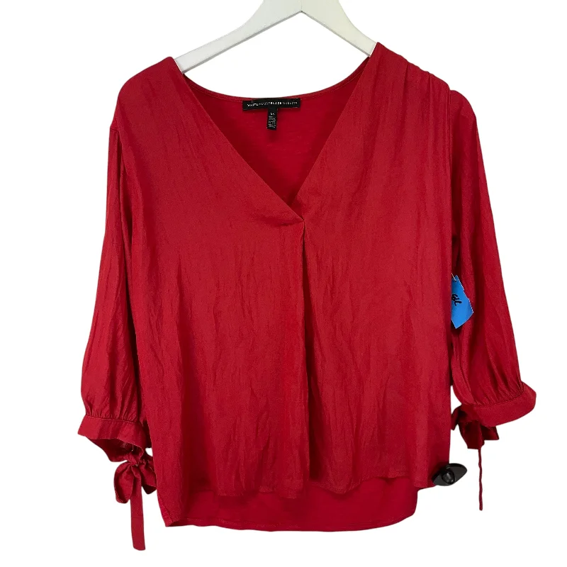 women's tops for layeringTop Long Sleeve Basic By White House Black Market In Red, Size: Xs