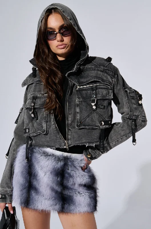 women's coats with pocketsSCORPIO CARGO DENIM JACKET