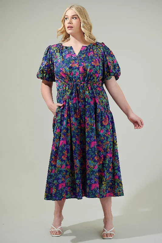 women's evening dressesKarol Floral Luna Midi Dress Curve