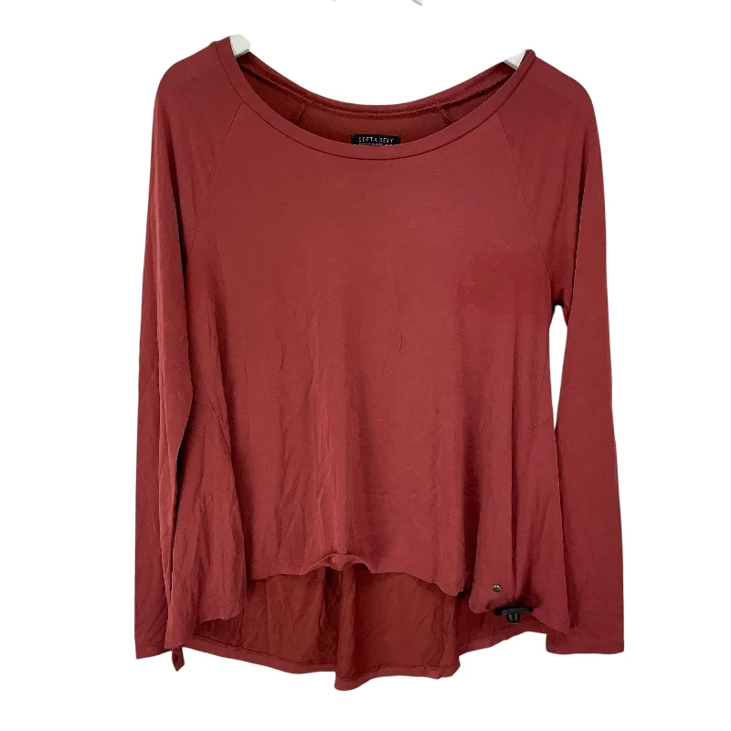 women's tops for casual FridaysTop Long Sleeve Basic By American Eagle In Red, Size: S