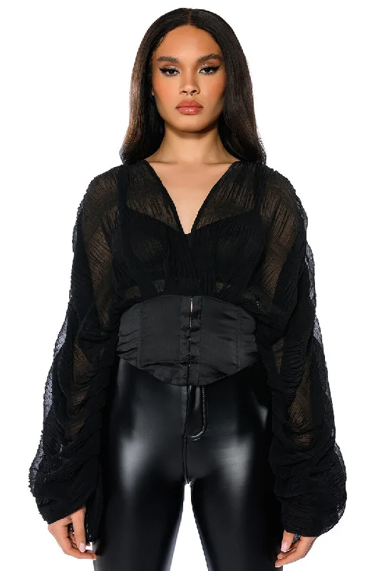 off-the-shoulder women's topsLEILANI CORSET DETAIL BLOUSE