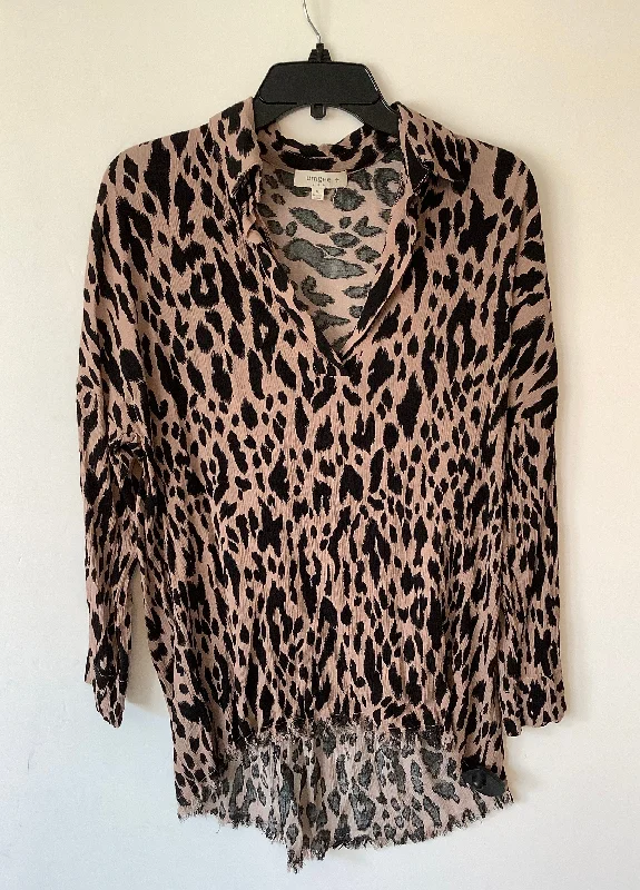 women's tops with sleeveless designsTop Long Sleeve By Umgee In Animal Print, Size: Xl