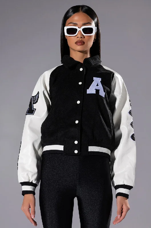 women's coats for relaxed weekendsAZALEA WANG STATE CHAMPS VARSITY BOMBER