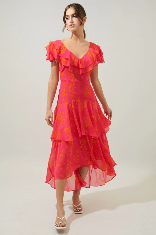 Glamour DressSunburst Ruffle Tiered Sinclair Midi Dress