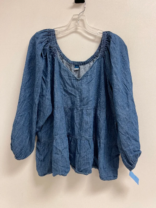 women's tops for those who want to show off their figure in a flattering wayTop Long Sleeve By Old Navy In Blue Denim, Size: 2x