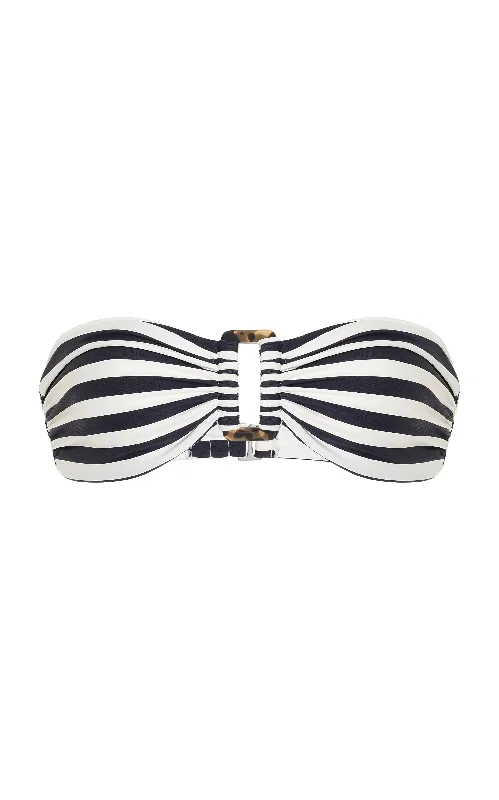 Matching Swimwear Set FemaleTortoise Bandeau Bikini Top In Black Even Stripes