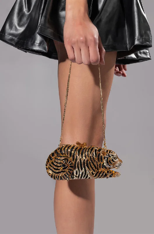 EYE OF THE TIGER RHINESTONE CLUTCH