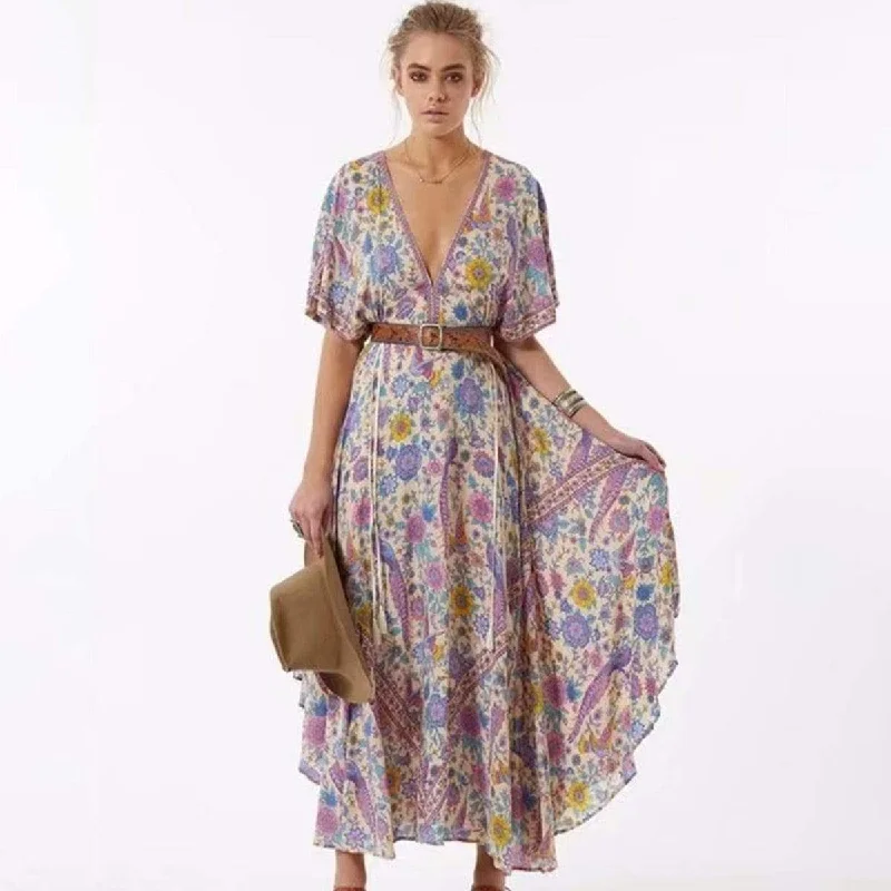 Skater DressStarshine Floral Hippie Maxi Dress