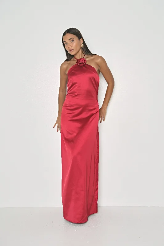 women's lace dressesSATIN ROSE MAXI DRESS