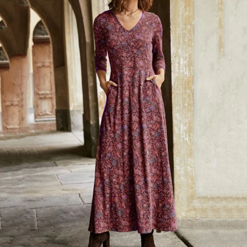 women's lace dressesJuliaFashion - 2024 Vintage Gypsy Boho Long Sleeve Maxi Dress