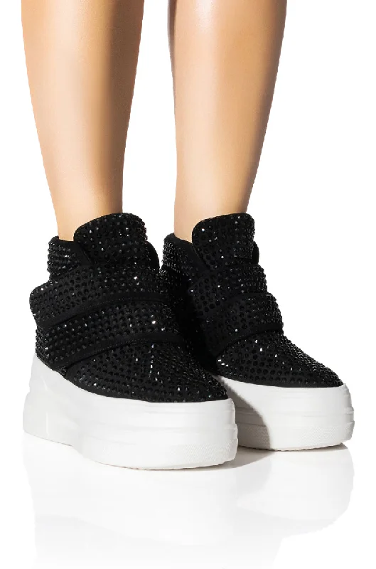 AZALEA WANG CYBER EMBELLISHED PLATFORM SNEAKER IN BLACK