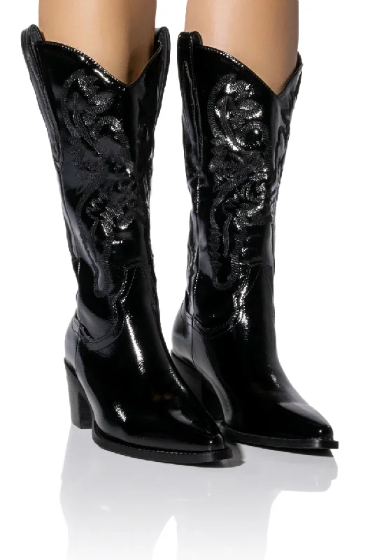 AZAAZALEA WANG ANDREA CHUNKY WESTERN BOOT IN BLACK