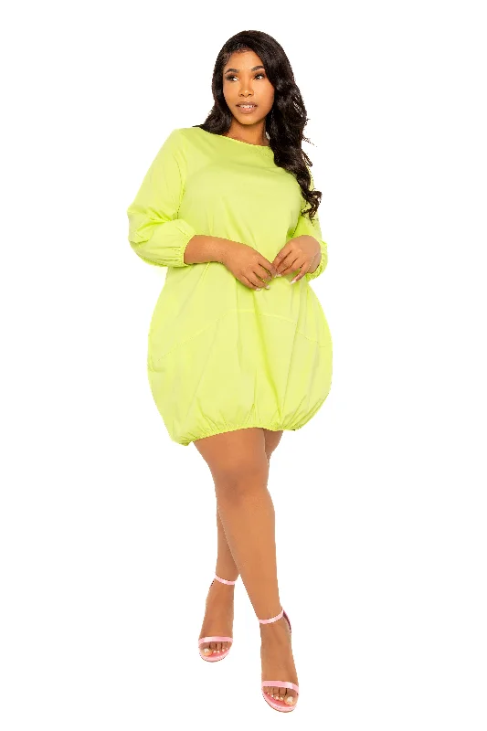 women's pear-shaped body dressesBubbled Poplin Mini Dress