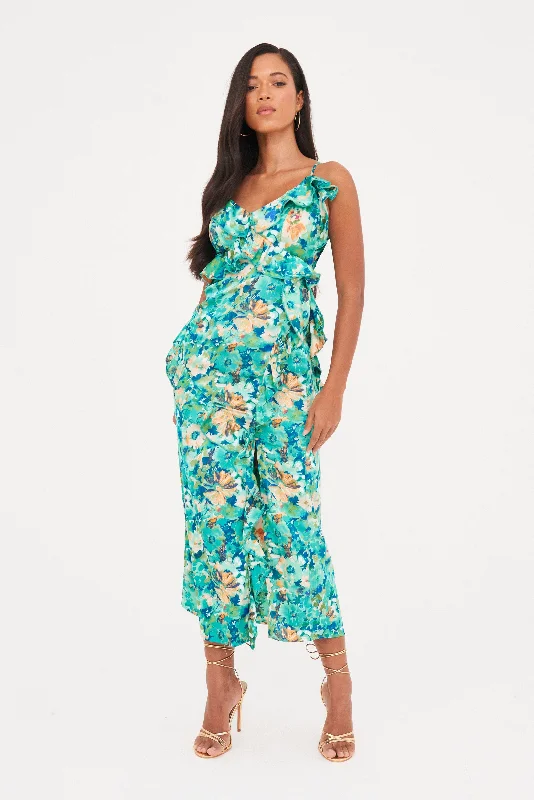 Jersey DressPRINTED RUFFLE CUT OUT MAXI DRESS