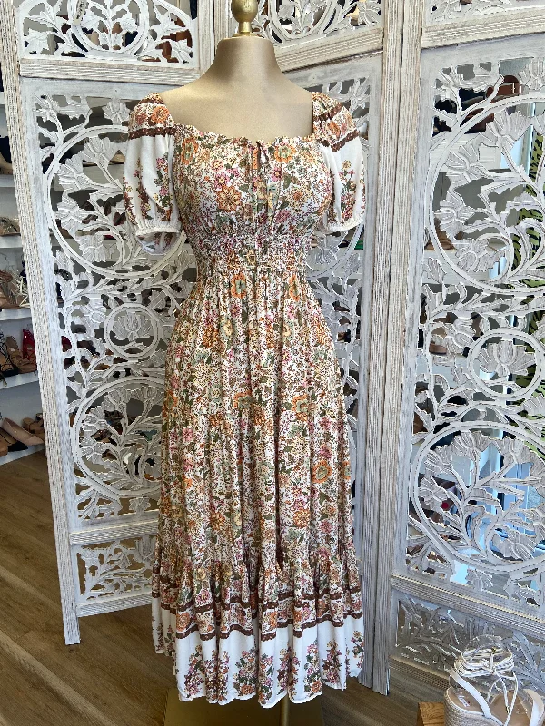 Zip-Up DressBoho Maxi Floral Dress