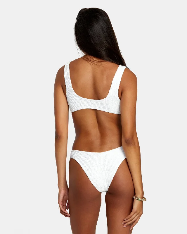 Cover-Up Female SwimwearGrooves Texture High Leg Bikini Bottoms - Whisper White