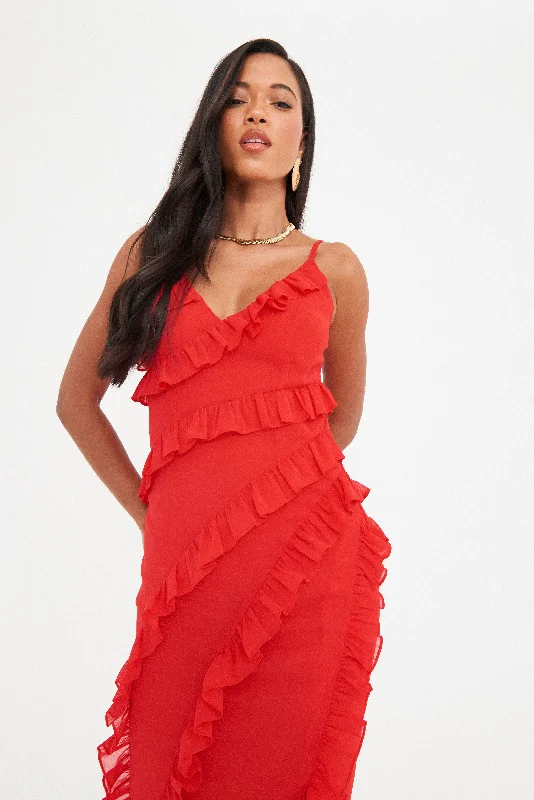 Tulle DressCHIFFON RUFFLE MAXI DRESS