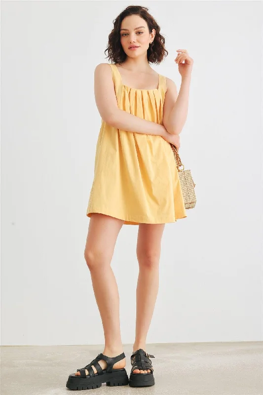 women's bridesmaid dressesDusty Yellow Cotton Sleeveless Mini Dress /1-2-2-1