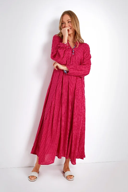 Statement DressFuchsia Painted Stripe Fiore Maxi