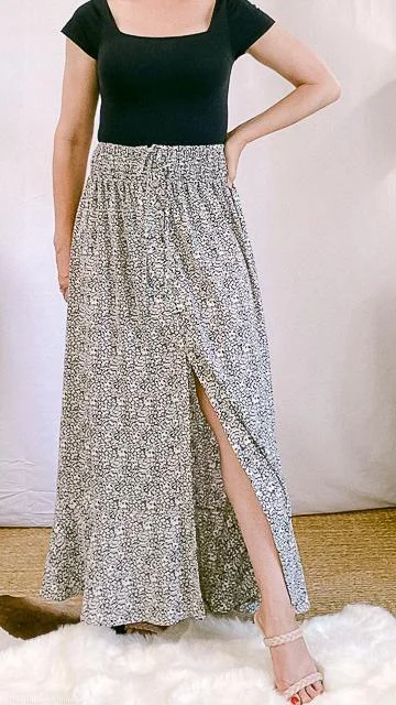 Casual Chic DressGrayson Ditsy Floral Front Slit Maxi Skirt