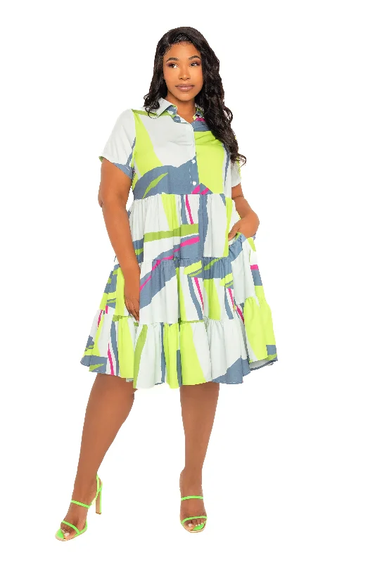 women's tall dressesPrint Tiered Mini Shirt Dress