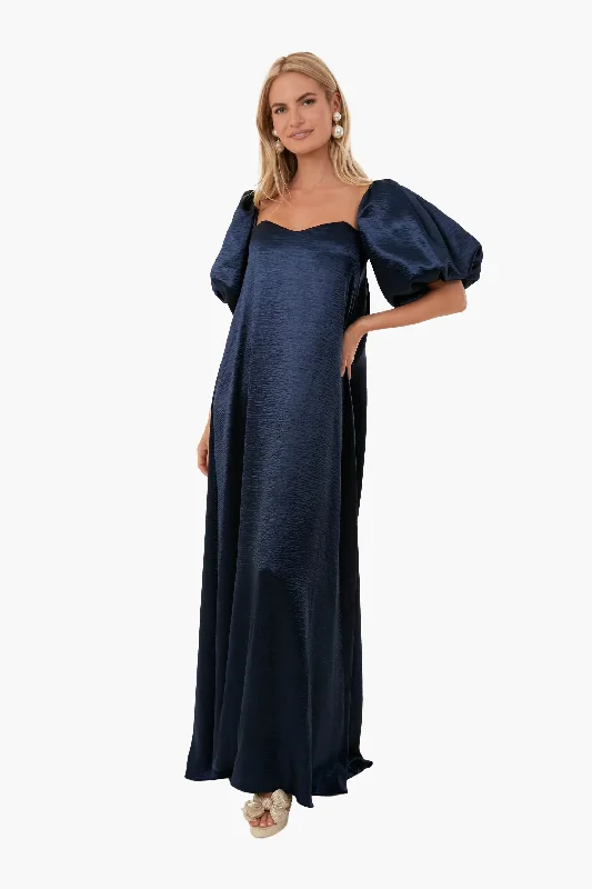 women's versatile dressesBlue Glossy Palmer Maxi Dress