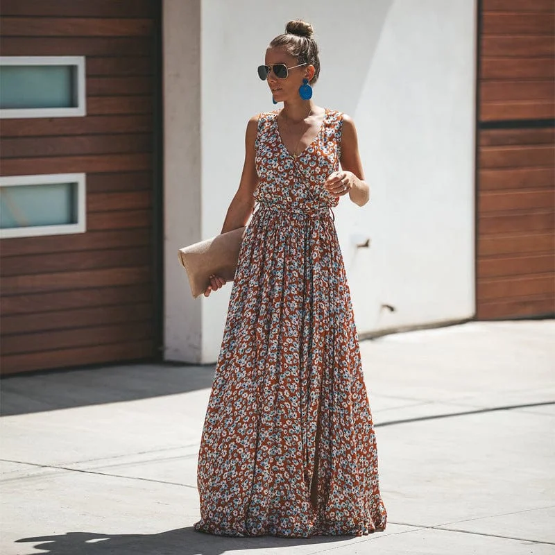 women's cocktail dressesMystery Floral Boho Maxi Dress