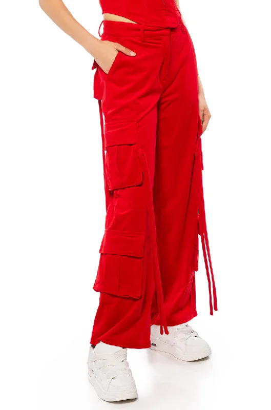 STYLIST WIDE LEG VELVET CARGO PANTS