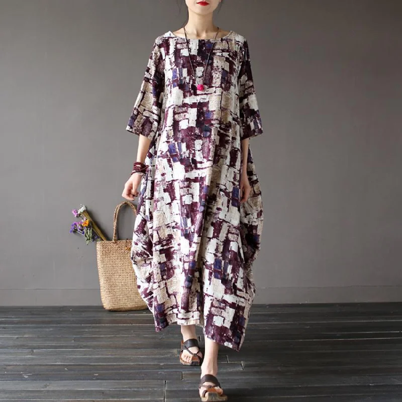 Maternity DressArt Inspired Cotton and Linen Maxi Dress