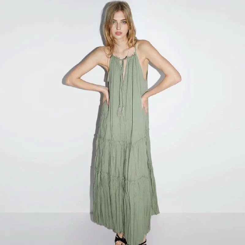 women's minimalist dressesJuliaFashion - 2024 Sexy Loose Strap Maxi Boho Dress