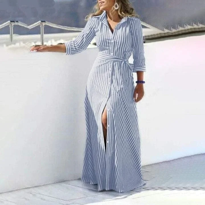 Pastel DressMy Destiny Striped Maxi Shirt Dress