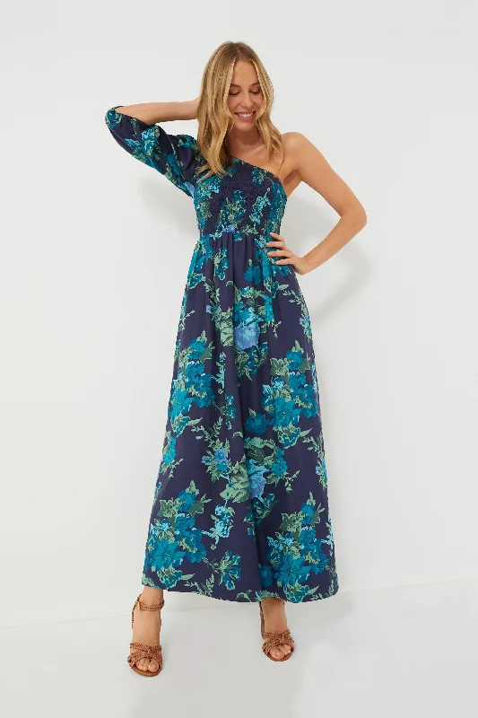 women's beach dressesNavy Escala Floral Anha Maxi Dress