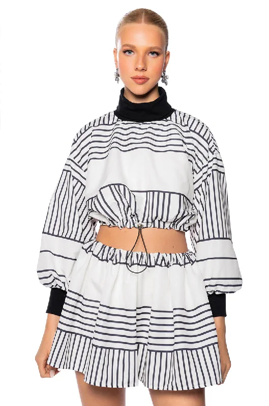 MORGAN BLOUSON SLEEVE PRINTED TURTLENECK BLOUSE