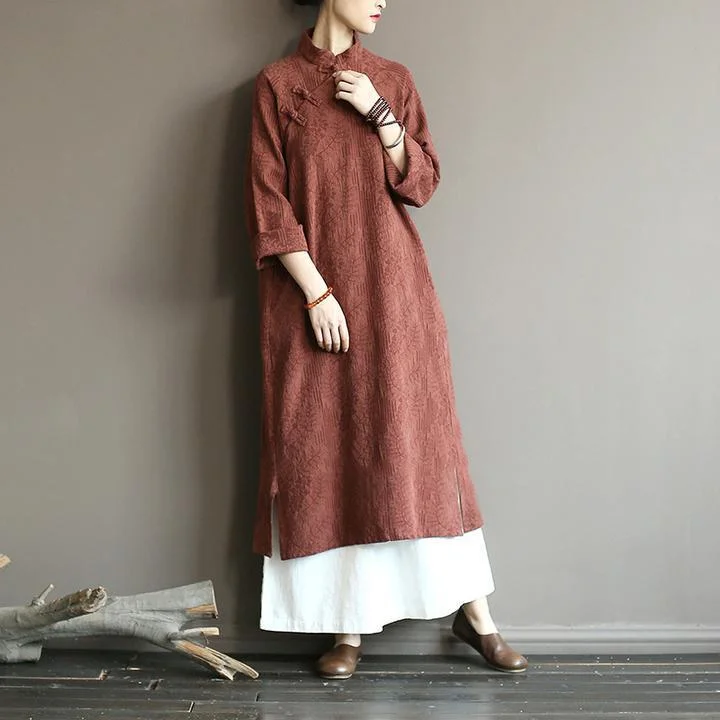 Satin DressAutumn Loose Literary Vintage Linen Maxi Dress