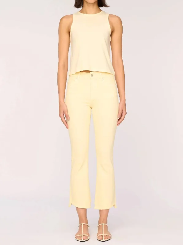 women's ripped pantsBridget Boot High Rise Pants In Pale Yellow