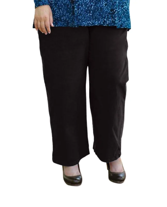 women's casual pantsClassic Wide Leg Stretch Twill Pants - Plus In Black