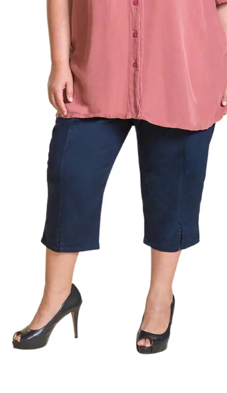 women's mid-rise pantsCotton Stretch Twill Crop Pants - Plus In Navy