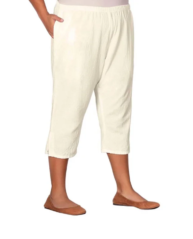 women's moisture-wicking pantsCrinkle Cotton Crop Pants - Plus In Arctic White