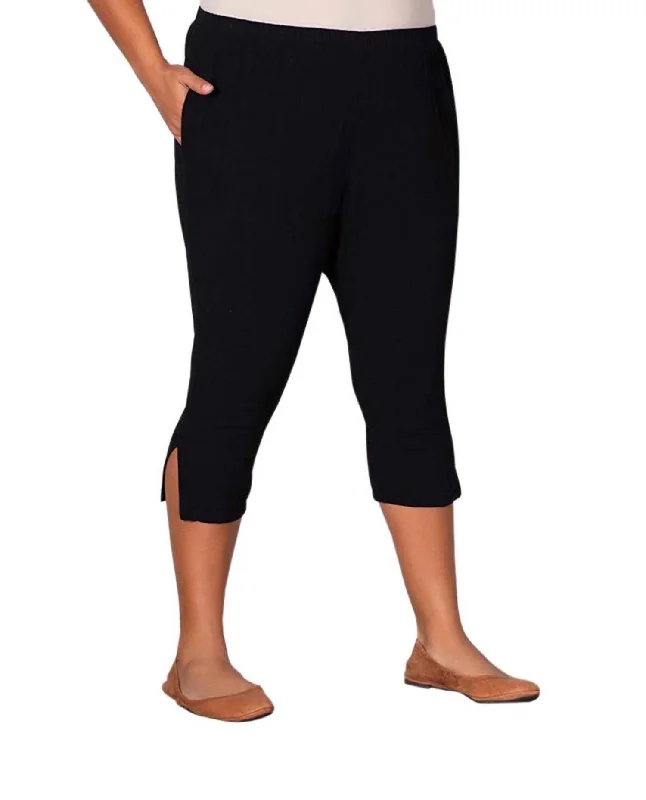 women's sweatpantsCrinkle Cotton Crop Pants - Plus In Black