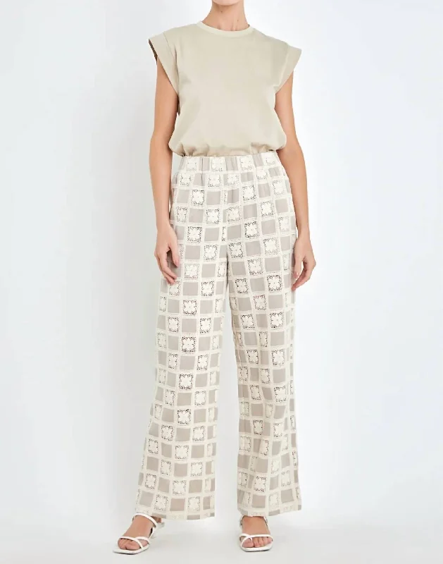 women's mini pantsCrochet Patchwork Pants In Beige