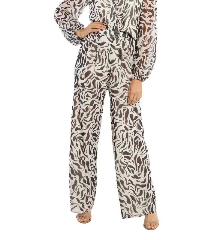 women's adventure pantsDorit Wide Leg Pants In Brown Zebra