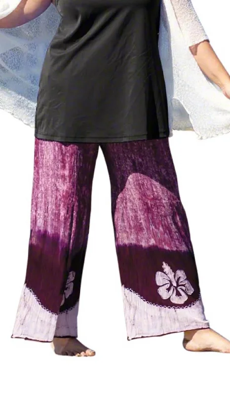 women's affordable pantsDrawstring Cotton Rayon Pants - Plus In Wine