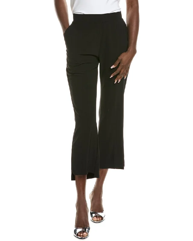 women's straight-leg pantsGracia Solid Flare Leg Elastic Waist Pant